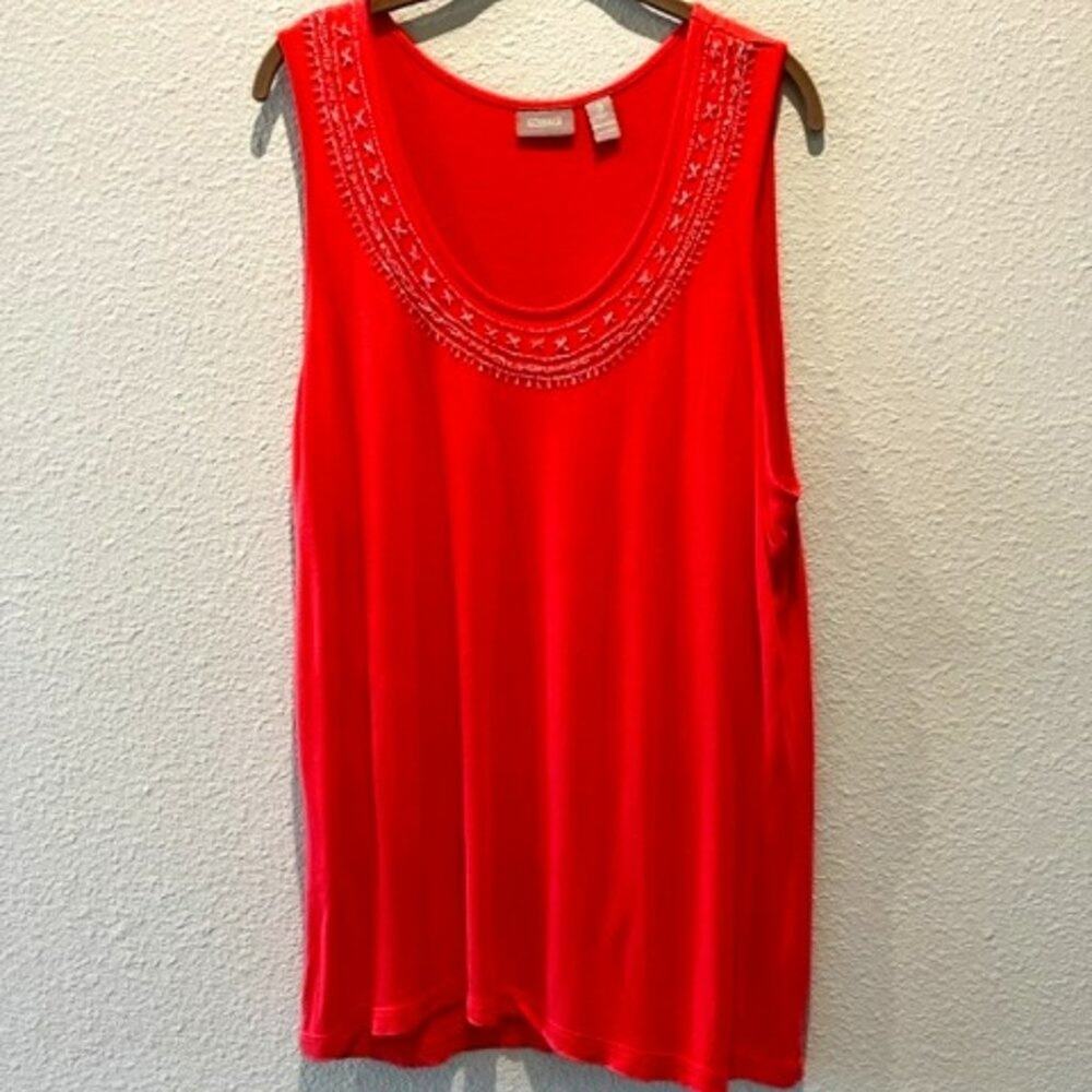 Chico’s Camisole/Tank With Beading Embellishment at Neck, Size 3 (16/18)